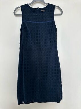 Banana Republic Navy Eyelet Midi Shift Dress